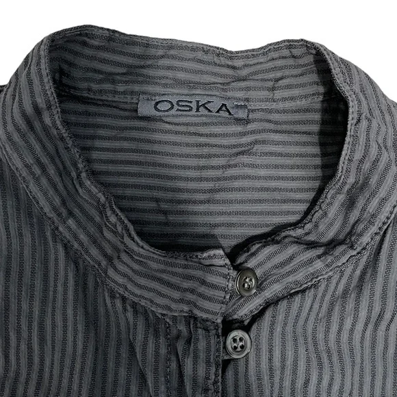 OSKA | Grey Oversized Long Sleeve Button Down Tunic Top - Picture 4 of 13